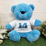 Bright Blue Bear 30cm Birthday Personalised Shirt