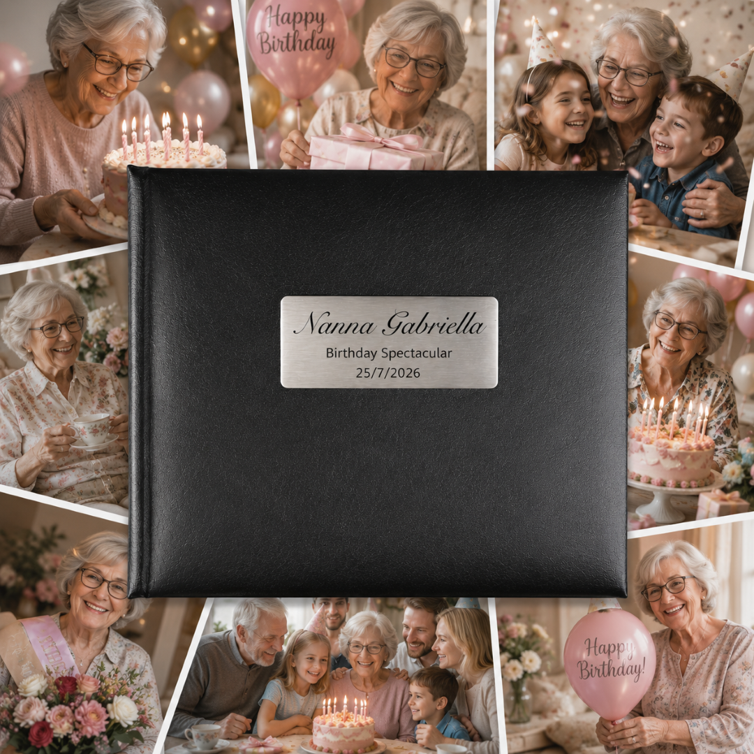 Black Glamour Album 200 Photos 30x25cm – Nanna Inscription Plaque