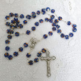 Blue Murano Rosary Beads Baptism with Personalised Plaque