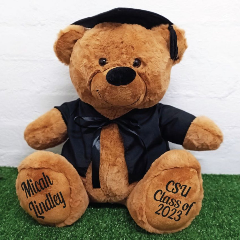 30cm Graduation Bear with Cap and Gown Personalised on Feet