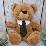 Brown Bear with Black Tie 30cm for Dad – Message on Feet