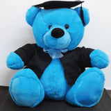30cm Bright Blue Graduation Bear with Message on Feet