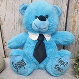 30cm Bright Blue Bear for Grandpa with Message on Feet