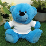 Personalised Bright Blue Christening Teddy Bear – Unique Baptism Keepsake