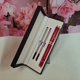Personalised Red Ball Point Pen Set for Communion