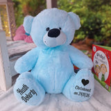 Light Blue Bear 30cm Christening Personalised Feet