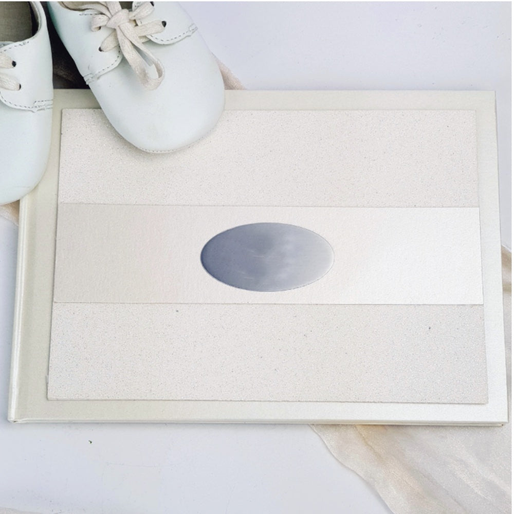 80th Birthday Personalised Cream Glitter Guest Book with Custom Plaque