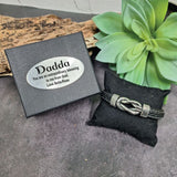 Dads Black Leather Forever Linked Together Silver Knot Bracelet