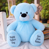 Light Blue Bear 40cm Fathers Day Personalised Message on Feet