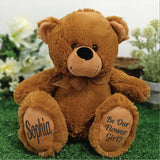 Brown Bear 40cm Flower Girl Personalised Message on Feet