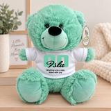 23cm Mint Bear Birthday with Message on Shirt