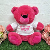 Hot Pink Bear 30cm Get Well Soon Personalised Shirt
