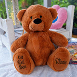 Brown Bear 40cm Get Well Soon Personalised Message on Feet