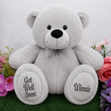 30cm Silver Bear Get Well Soon Personalised Message on Feet