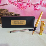Personalised Gold Ballpoint Pen Set for Coach with Message on Plaque