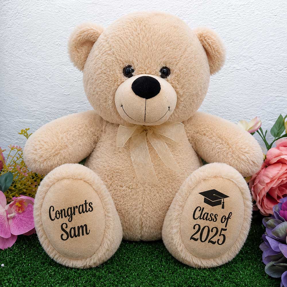 Graduation Bear Beige 30cm with Personalised on Feet