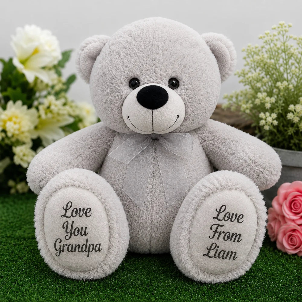 Grandad Silver Bear 30cm with Message on Feet