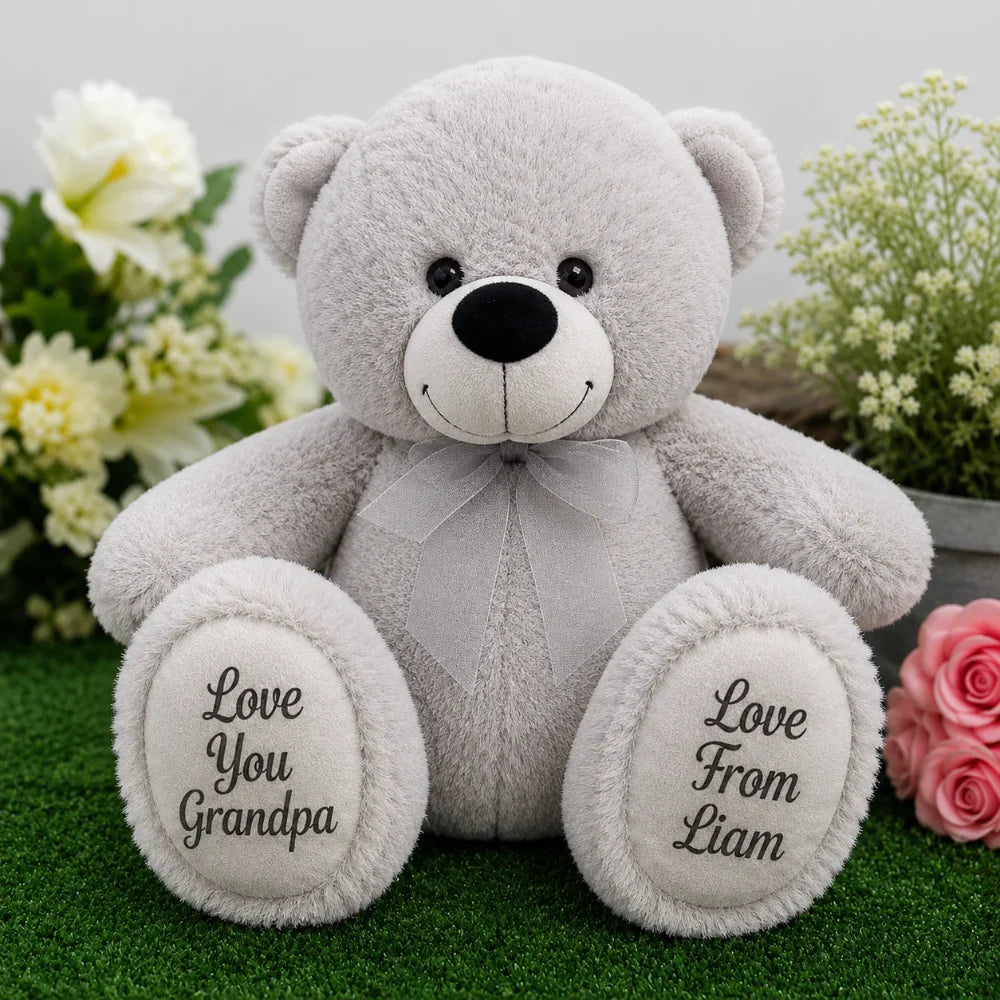 Grandad Silver Bear 30cm with Message on Feet
