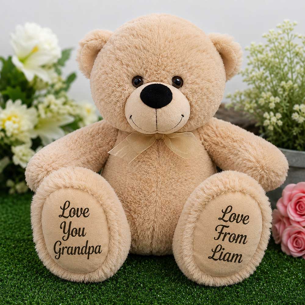 Grandad Personalised Beige Bear 40cm with Message on Feet