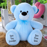 Light Blue Bear 40cm Grandad Personalised on Feet