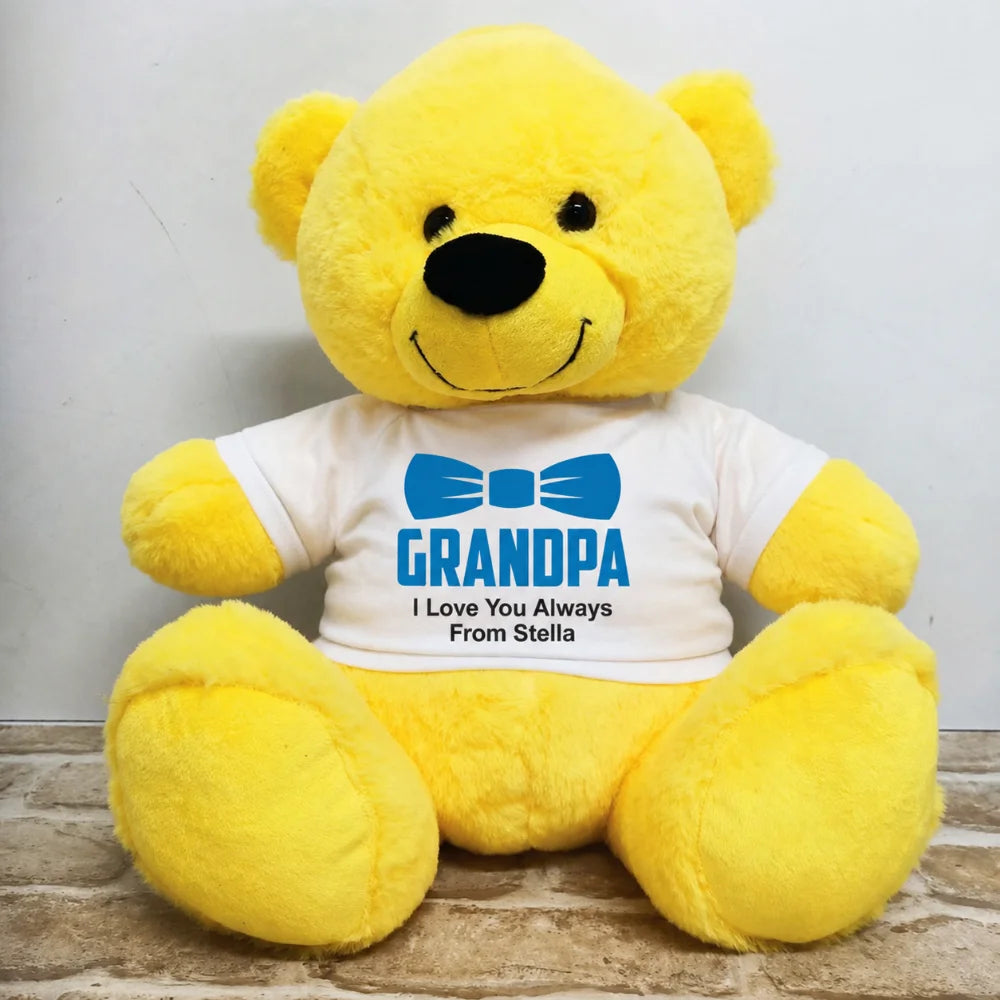 Yellow Bear 30cm Grandad with Message on Shirt