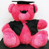 30cm Hot Pink Bear Graduation Bear with Cape and Gown Personalised Message on Feet