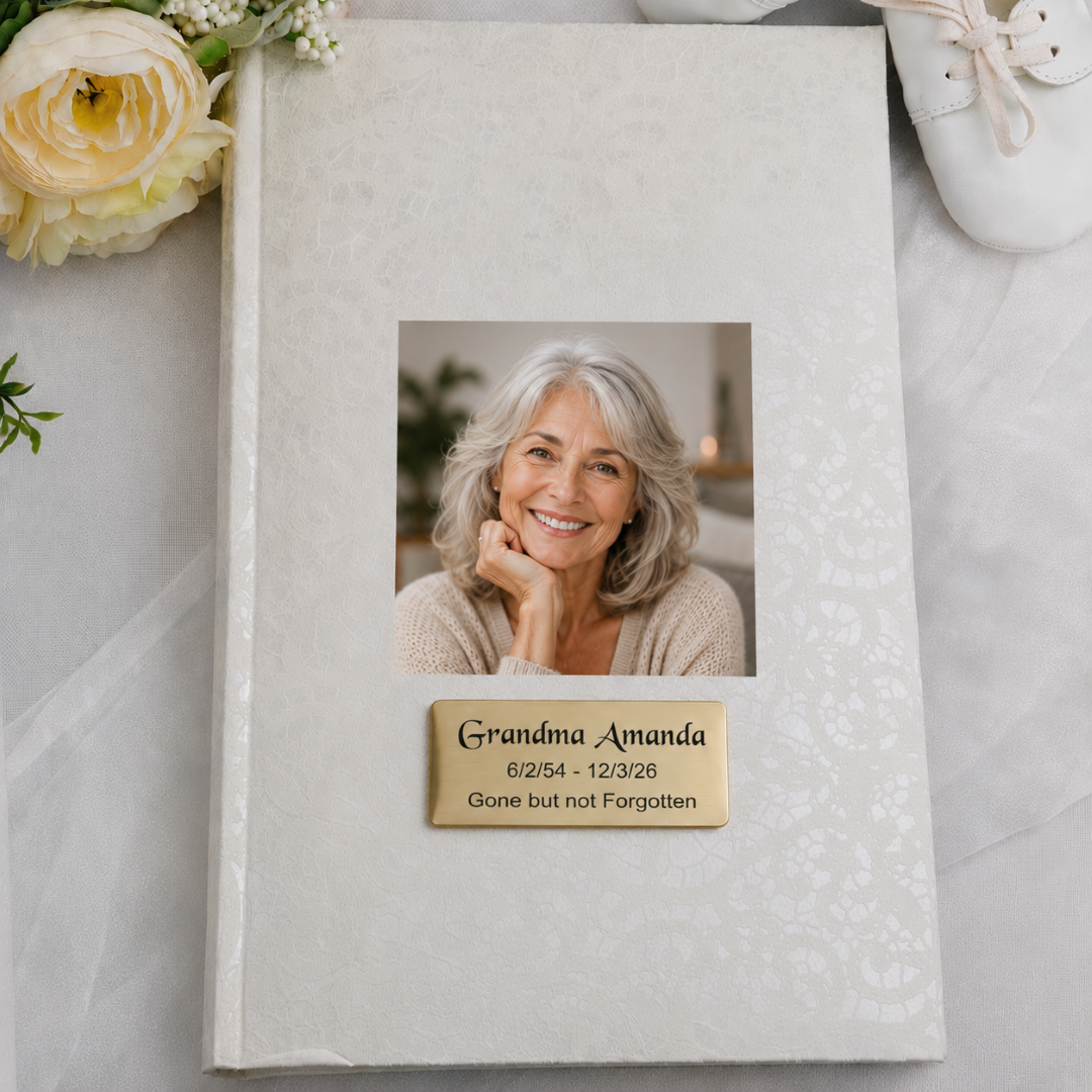 Personalised Memorial Lace Glamour Photo Album – Holds 300 Photos