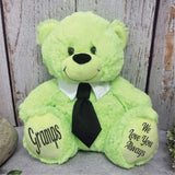 30cm Lime Bear with Black Tie for Grandpa with Personalised Message on Feet
