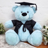 40cm Light Blue Graduation Bear with Cap and Gown – Personalised Message on Feet