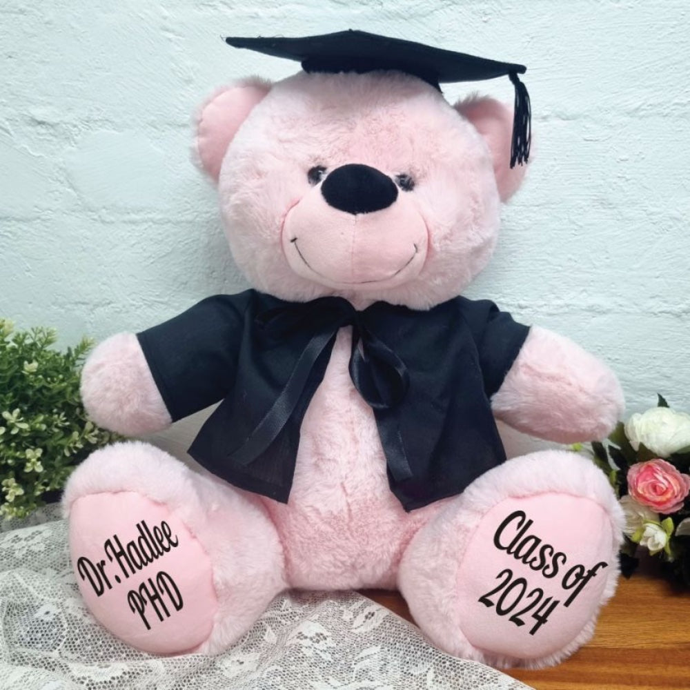 30cm Light Pink Graduation Bear with Message on Feet