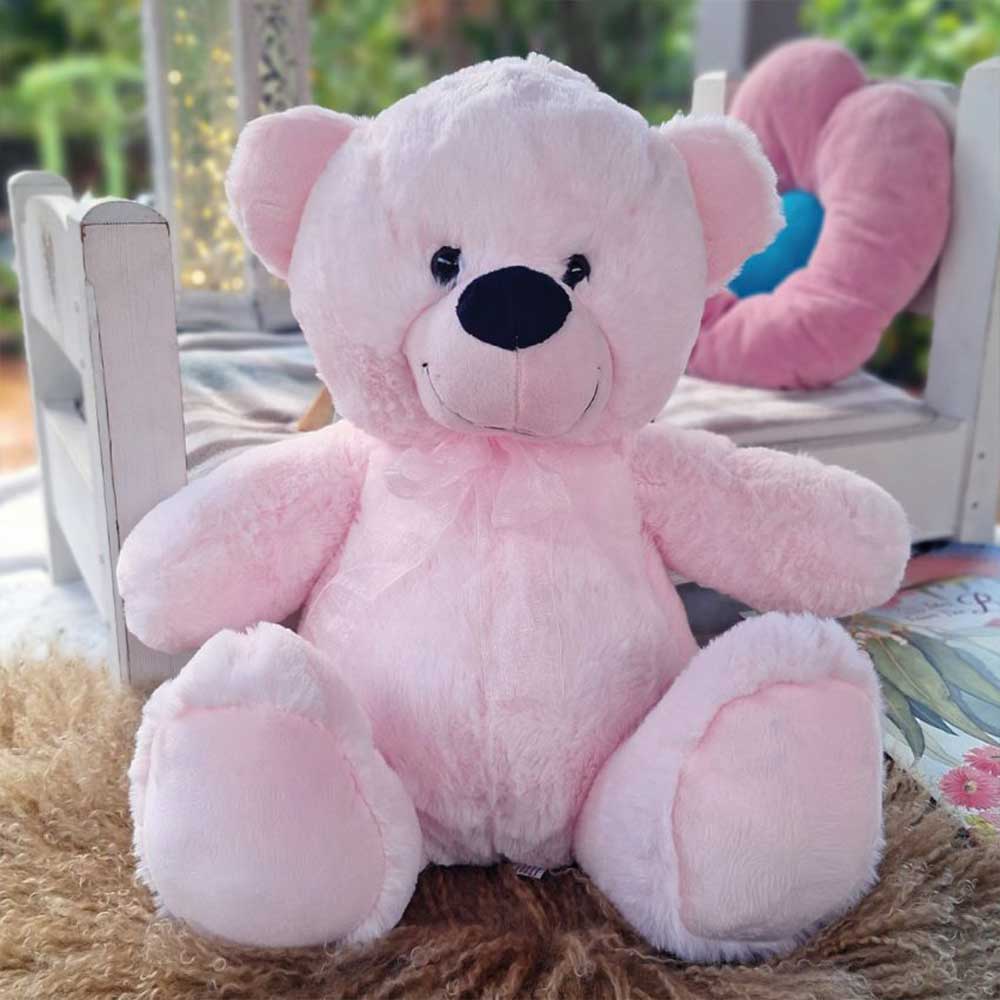 Light Pink Bear 40cm 80th Birthday Personalised on Feet