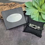 Black Leather Forever Link Together Silver Knot Bracelet Gift Box 8x6x10 cm – Fathers Day