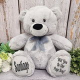 Personalised Silver Bear 30cm Ring Bearer Message on Feet