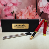 Personalised Red Ballpoint Pen Set – 21st Birthday