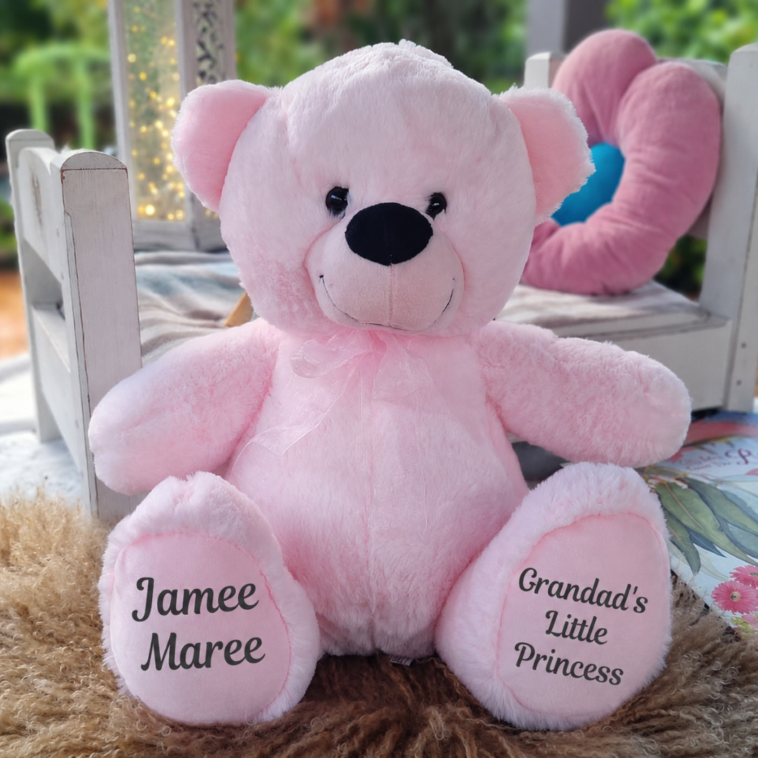 40cm Light Pink Bear for Grandad with Message on Feet