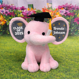 Pink Graduation Elephant with Message on Ears