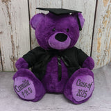 40cm Purple Bear Graduation Bear with Cap and Gown – Message on Feet