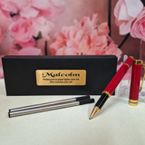 Personalised Red Ballpoint Pen Set Graduation Gift