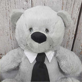 30cm Silver Bear with Black Tie for Dad – Message on Feet