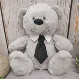 30cm Silver Bear with Black Tie for Dad – Message on Feet
