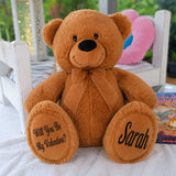 40cm Brown Bear Personalised on Feet for Valentines Day