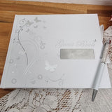 Personalised White Guest Book with Butterflies – 1st Birthday 22x19.5cm