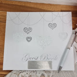 Personalised Guest Book White with Silver Hearts 30th Birthday 22x19.5cm