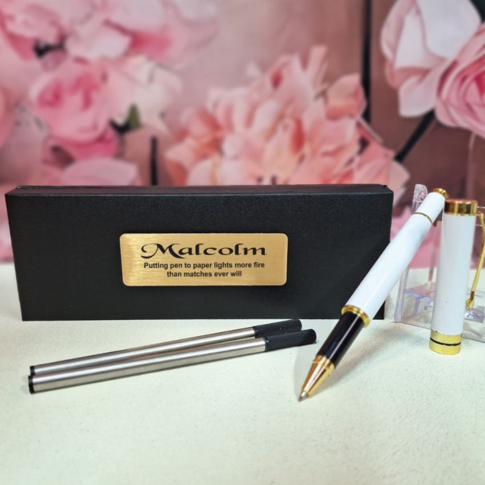 Personalised White Ballpoint Pen Set for Coach
