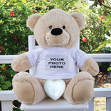Memorial 40cm Zipper Bear with White Urn and Personalised Photo Shirt