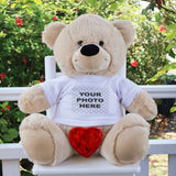 Memorial Zipper Bear with Red Wooden Urn and Personalised Shirt