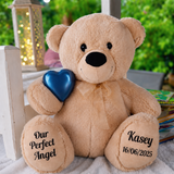 Zipper Bear Blue Urn Memorial Personalised Feet