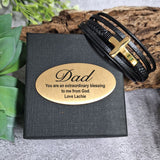 Gold Cross Stacked Bracelet Gift Boxed for Dad with plaque
