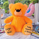 Orange Bear 30cm Anniversary Message on Feet