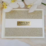 Personalised White Gold Glitter Guest Book A5 Anniversary – Inscription for Plaque